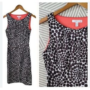 London Times Dark Brown and White Polka Dot Dress